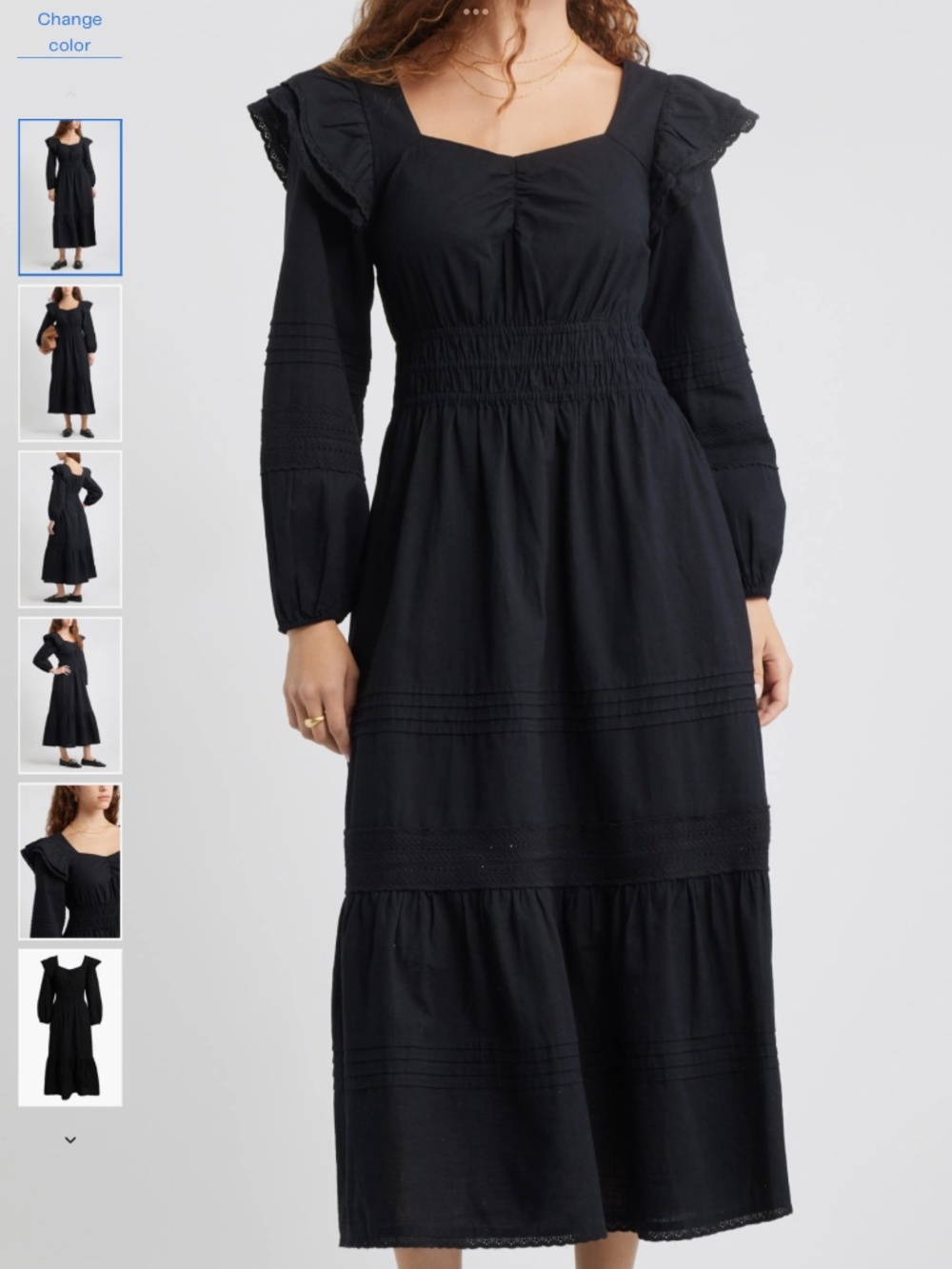 Treasure & Bond Double Ruffle Long Sleeve Maxi Dress, size M
